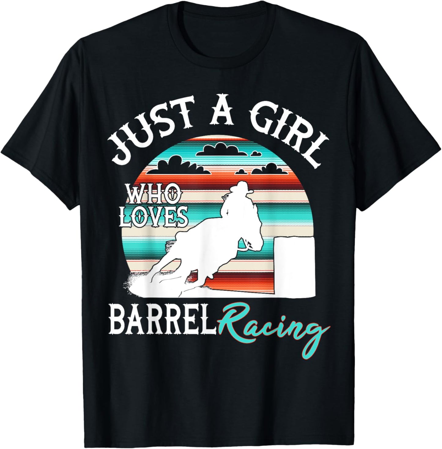 Serape Sunset Horse Barrel Racing Western Rodeo Cowgirl T-Shirt - T-Shirt | Black