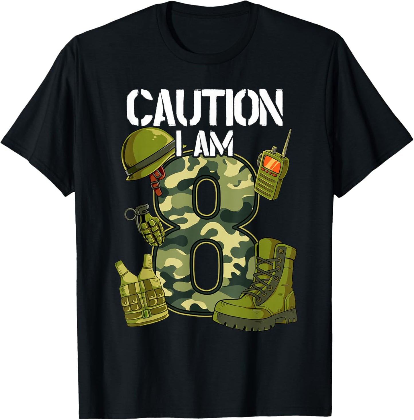 8th Birthday Army T-Shirt - T-Shirt | Black