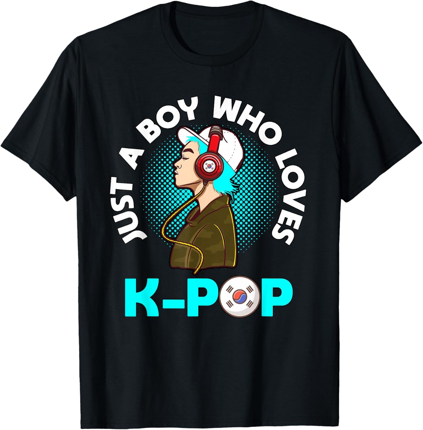 Just A Boy Who Loves K-Pop Outfit K-Pop Gift KPop T-Shirt - T-Shirt | Black