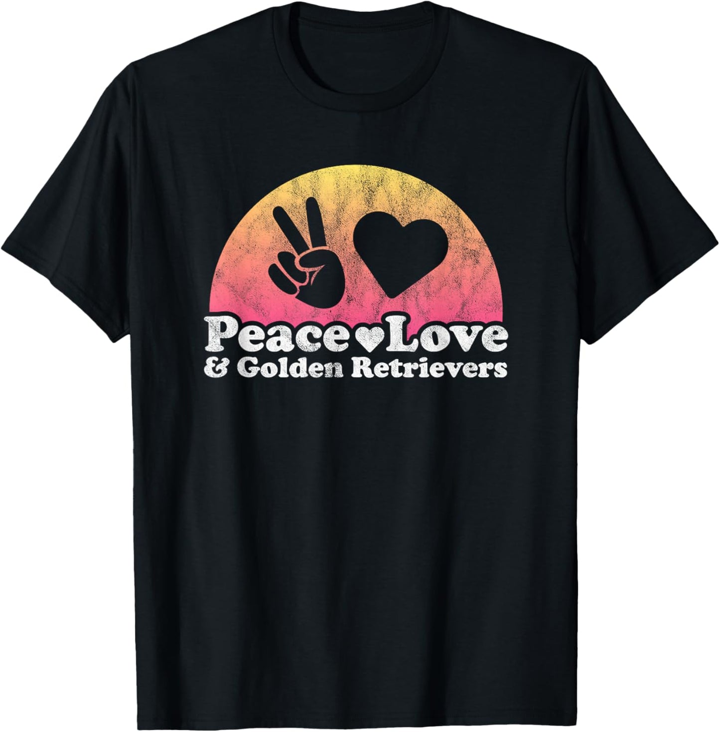 Peace Love and Golden Retrievers Golden Retriever T-Shirt - T-Shirt | Black