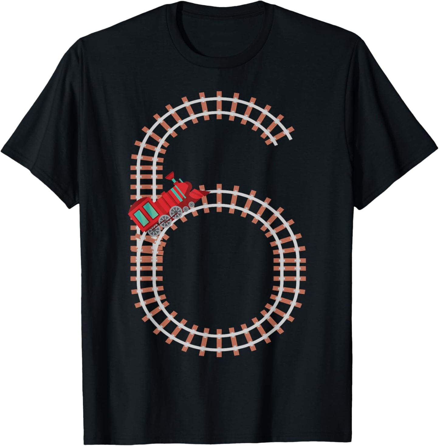 6th Birthday Train Railroad Themed Fun 6 Years Old Boy Train T-Shirt - T-Shirt | Black