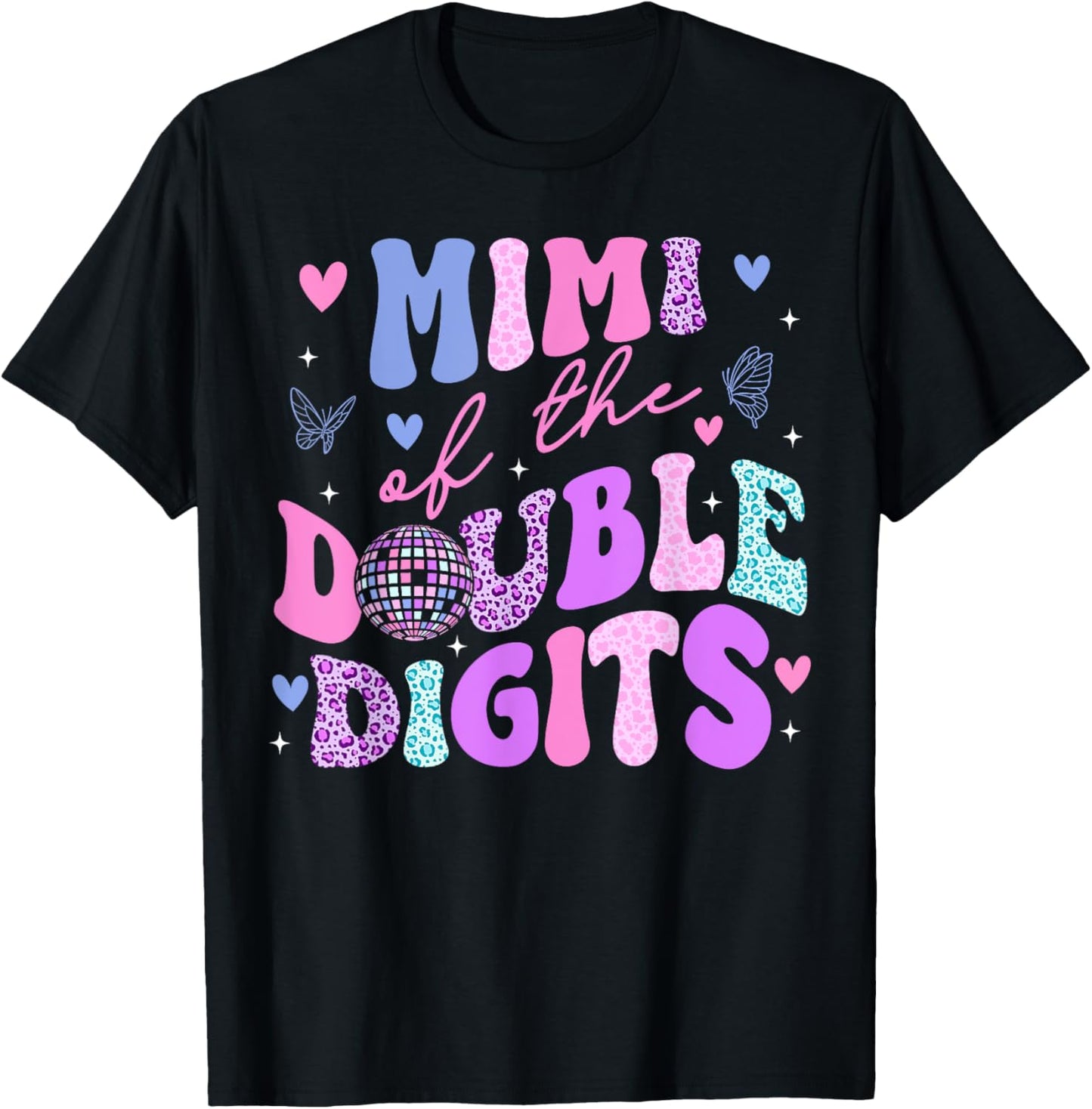 Mimi Of The Double Digits Daughter Groovy Mama Retro Theme T-Shirt - T-Shirt | Black