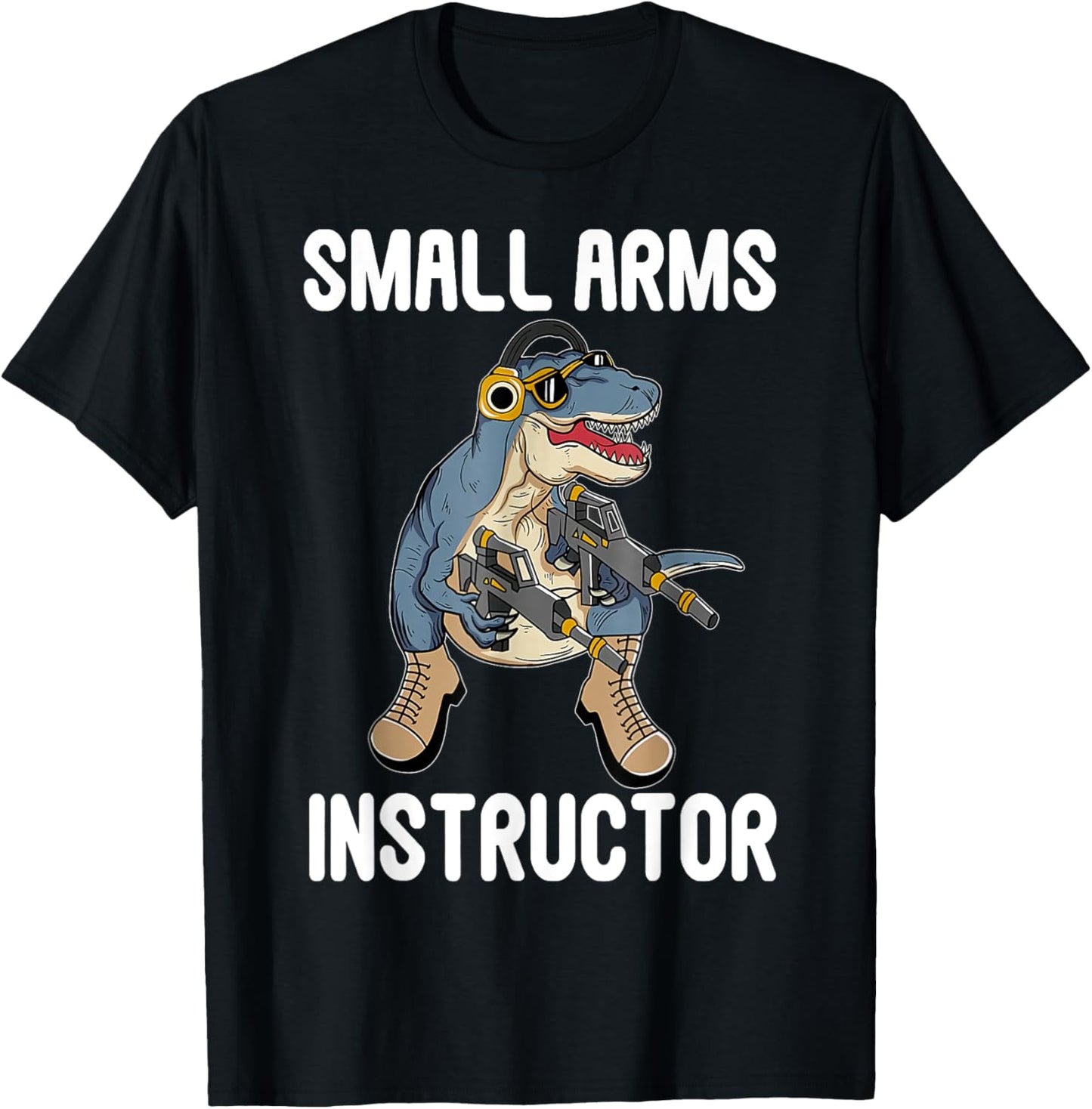Small Arms Instructor Funny T-rex Dinosaur Gun T-Shirt - T-Shirt | Black
