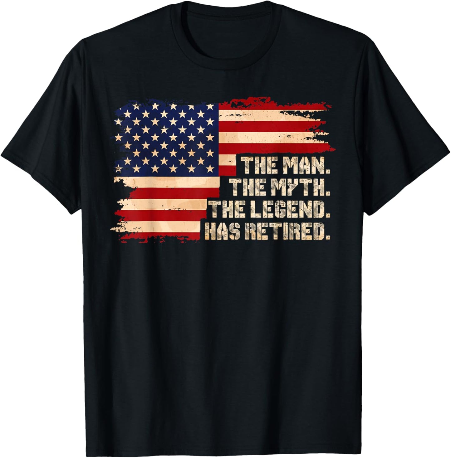 Retirement The Legend Has Retired American Flag Male T-Shirt - T-Shirt | Black