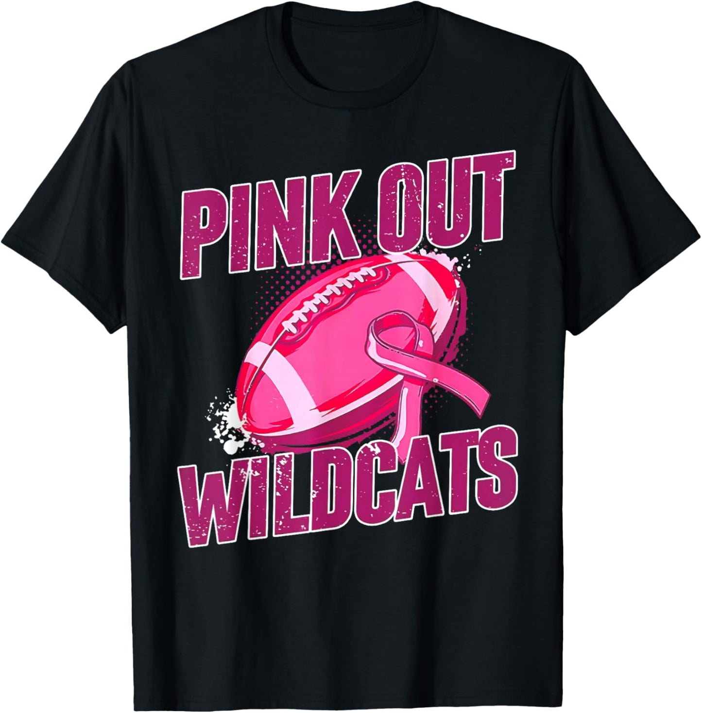 Wildcats Pink Out Football Tackle Breast Cancer T-Shirt - T-Shirt | Black