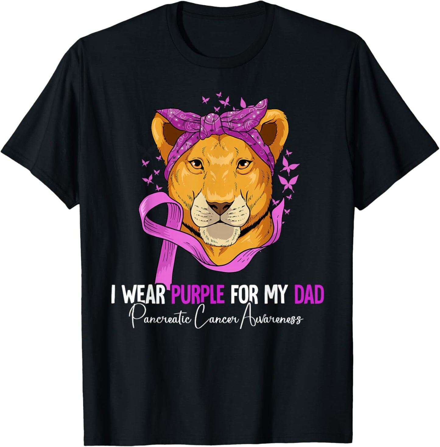 I Wear Purple For My Dad Pancreatic Cancer Awareness T-Shirt - T-Shirt | Black