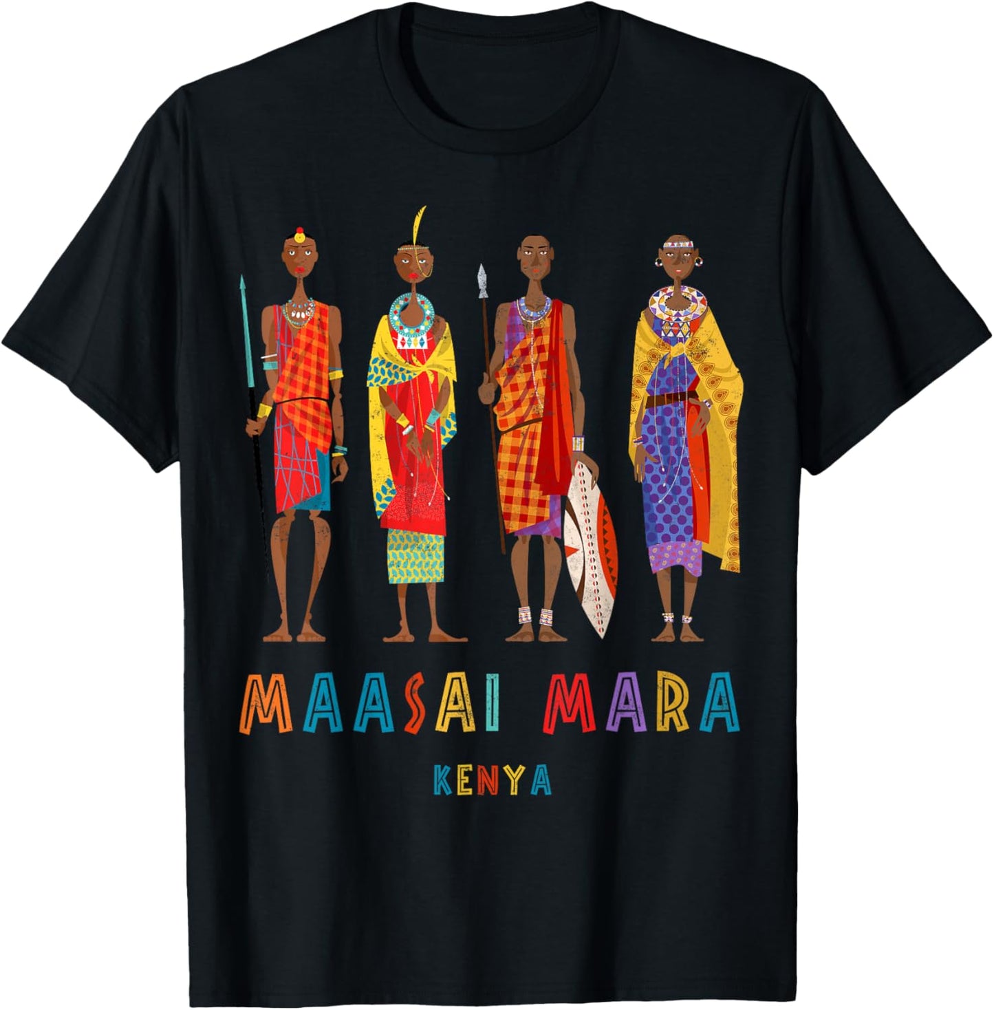 Travel Africa Kenya Map Nairobi Safari Maasai Mara Vacation T-Shirt - T-Shirt | Black
