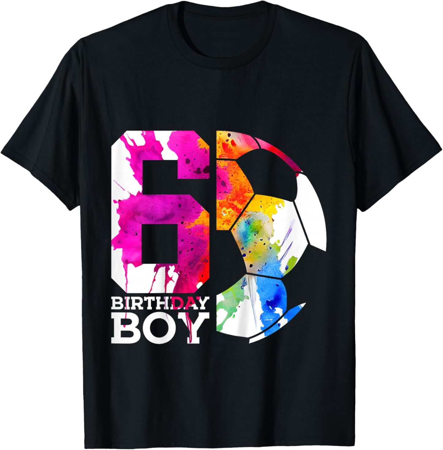 6 Birthday Boy Soccer 6th Birthday T-Shirt - T-Shirt | Black