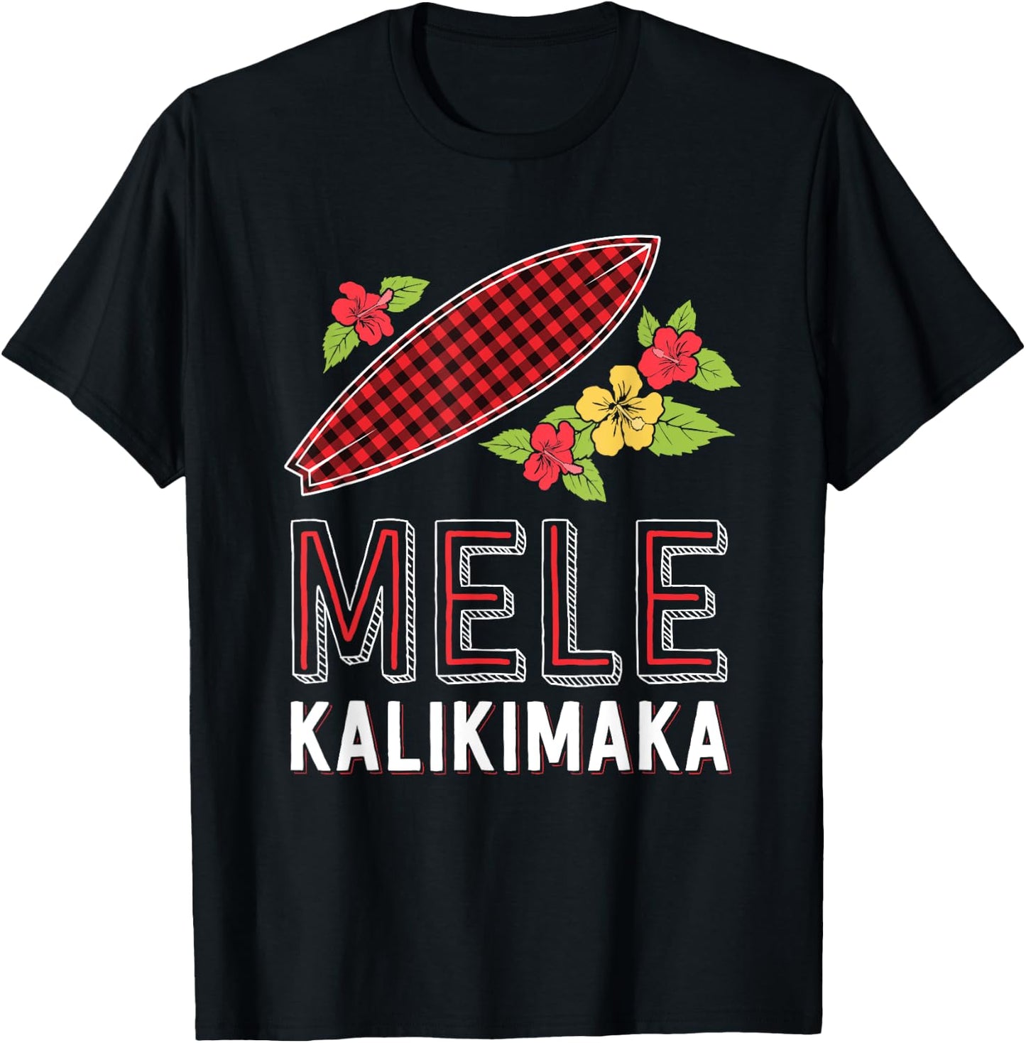 Mele Kalikimaka Surfing Surf Hawaii Hawaiian Christmas T-Shirt - T-Shirt | Black