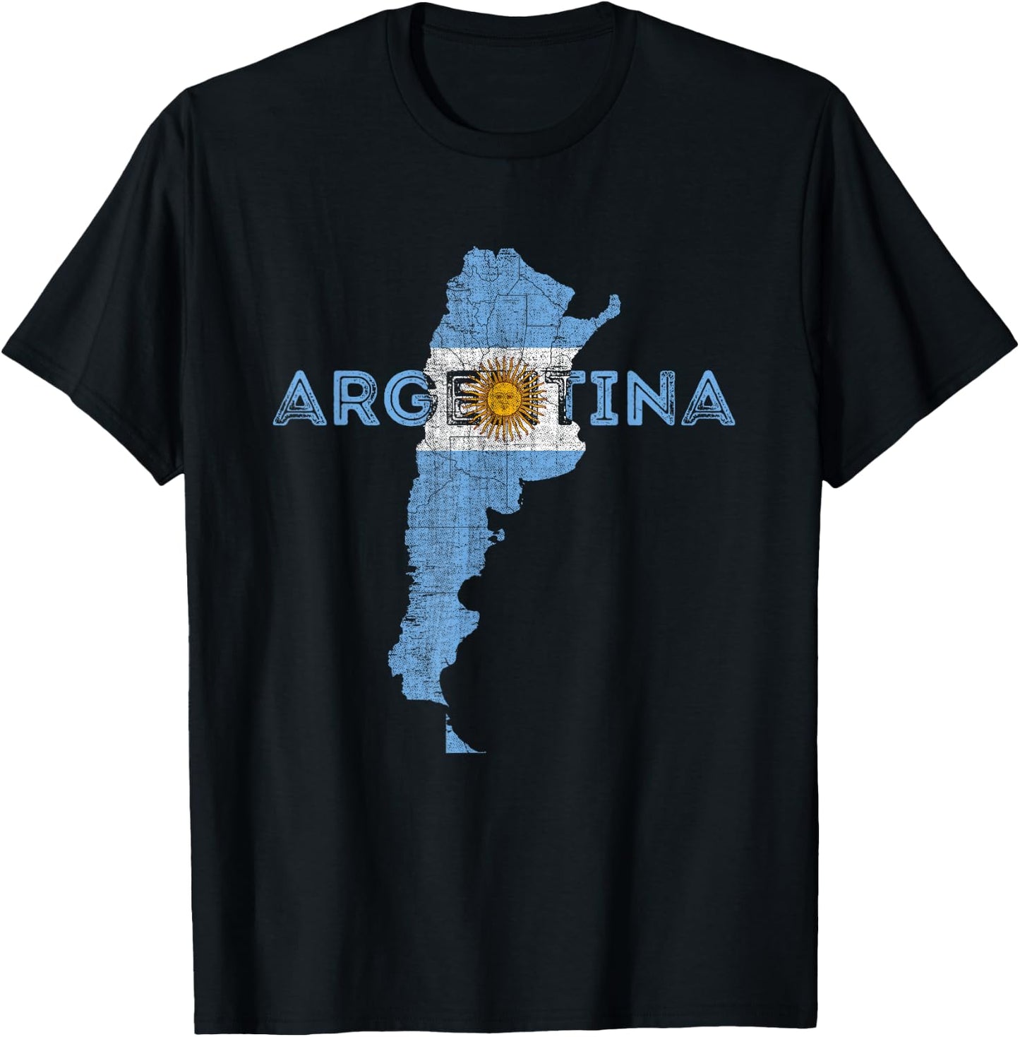 Argentinian Map and Flag Souvenir - Distressed Argentina Small T-Shirt - T-Shirt | Black