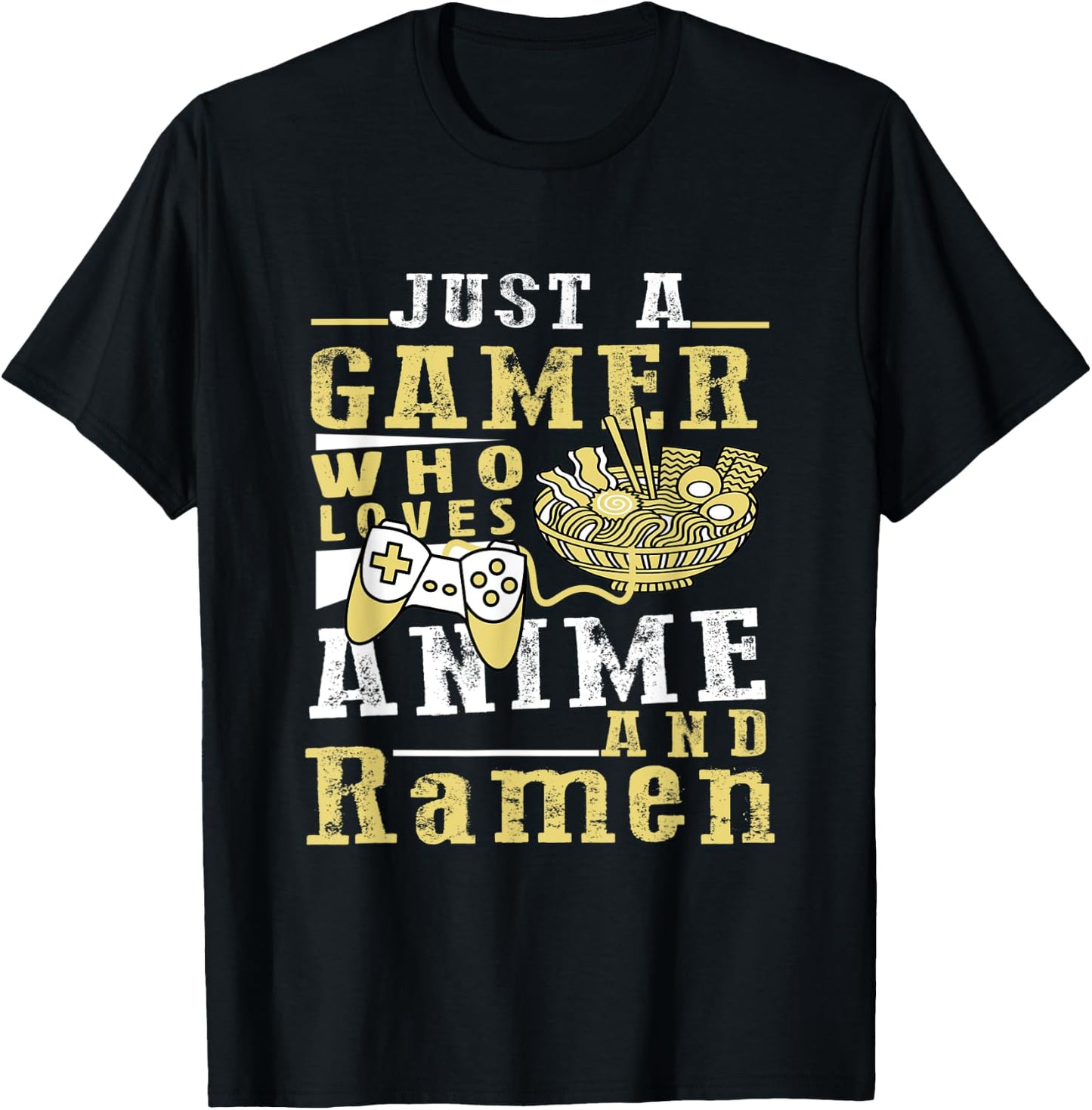 Just A Gamer Who Loves Anime Ramen And Game Anime Lover Boy T-Shirt - T-Shirt | Black