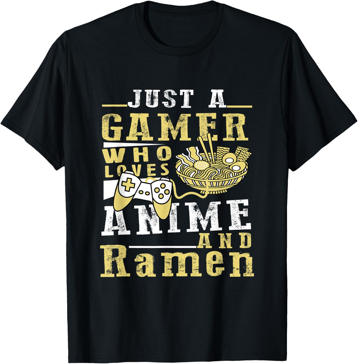 Just A Gamer Who Loves Anime Ramen And Game Anime Lover Boy T-Shirt - T-Shirt | Black