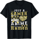Just A Gamer Who Loves Anime Ramen And Game Anime Lover Boy T-Shirt - T-Shirt | Black