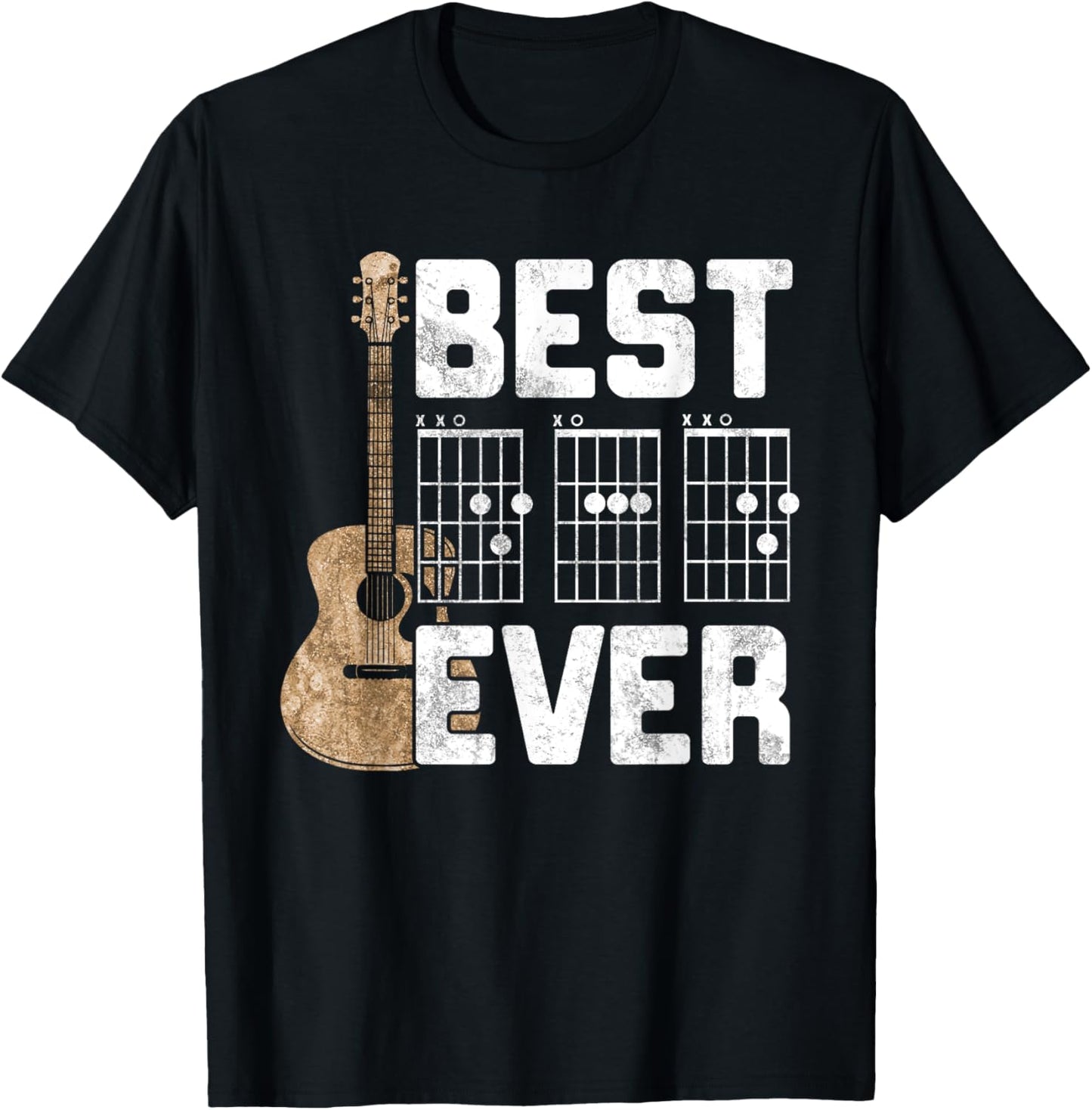 Best Dad Ever Guitarist Father D-A-D Chord Gifts Guitar T-Shirt - T-Shirt | Black