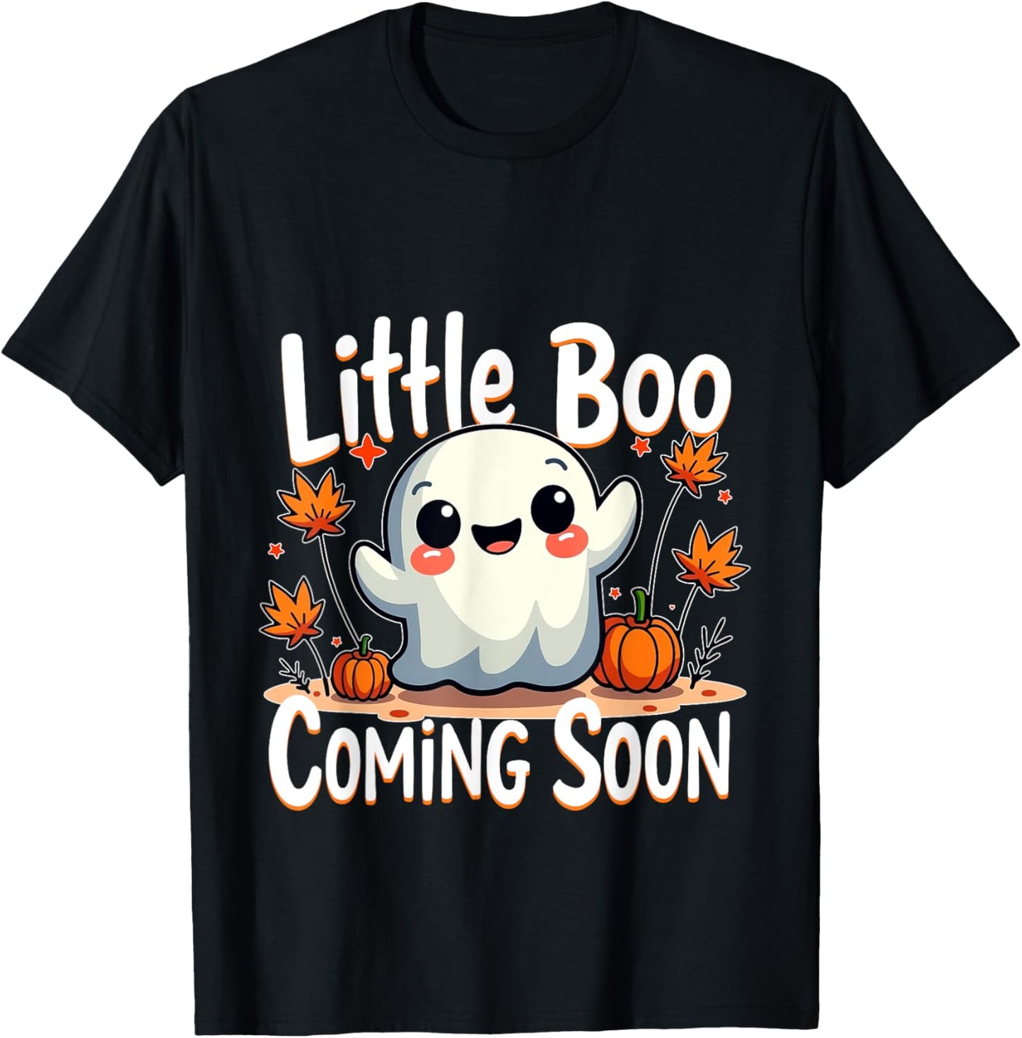 Little Boo Funny and Cute Halloween Pregnancy Announcement T-Shirt - T-Shirt | Black