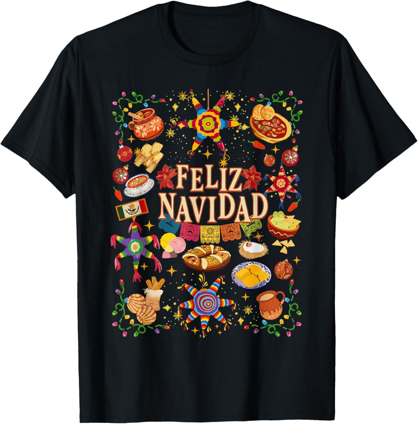 Retro Feliz Navidad Christmas Spanish Family Matching Xmas T-Shirt - T-Shirt | Black