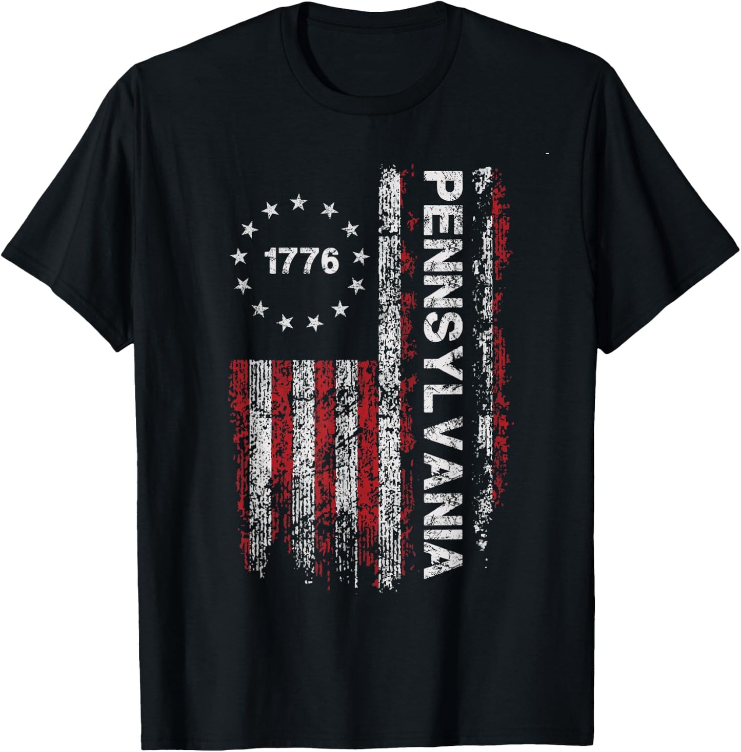 Pennsylvania State US Flag Vintage Women Youth T-Shirt - T-Shirt | Black