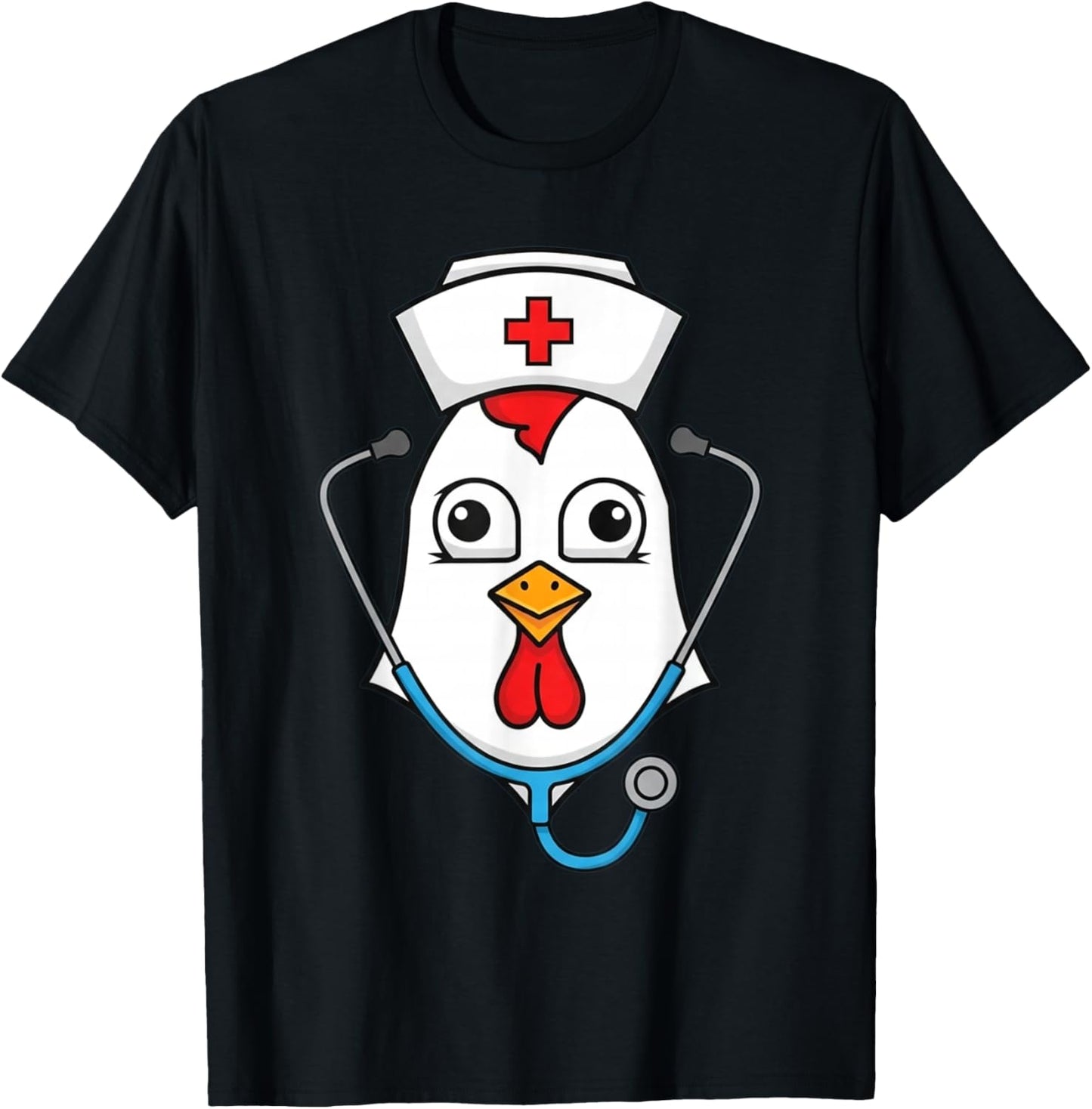 Cute Nurse Chicken Face Funny Fall Holiday Thanksgiving T-Shirt - T-Shirt | Black