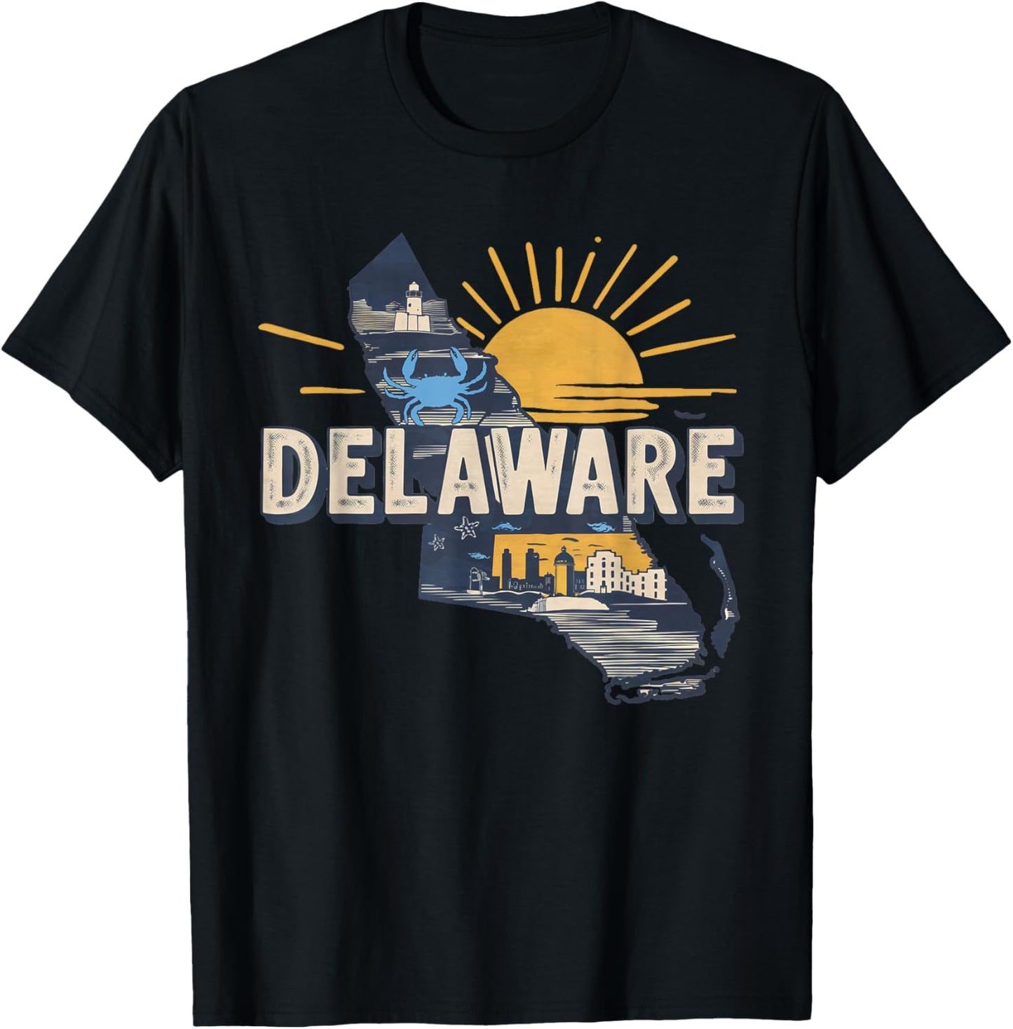 Delaware State of Delaware Retro Delaware T-Shirt - T-Shirt | Black
