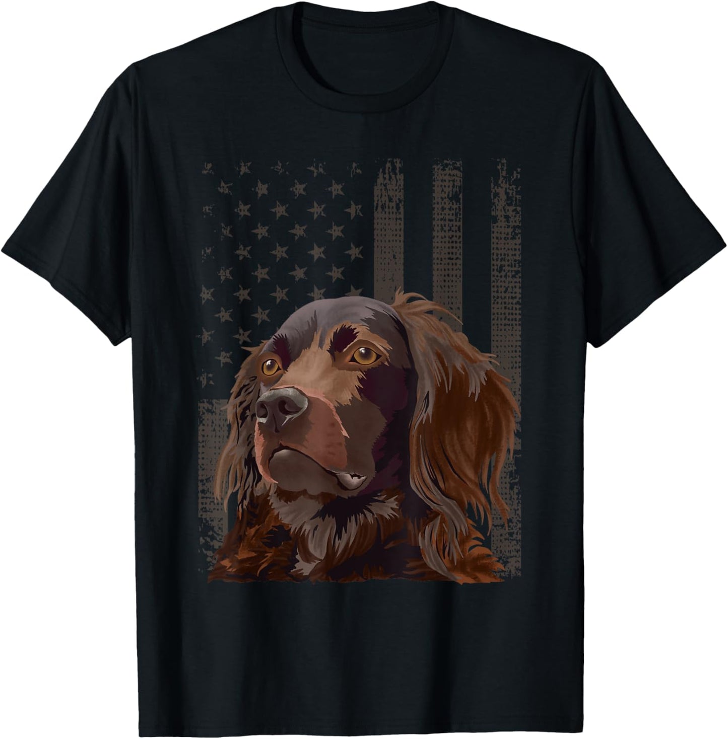American Flag Boykin Spaniel 4th Of July T-Shirt - T-Shirt | Black