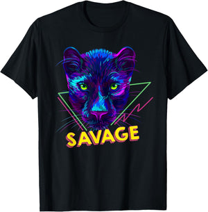 Savage - Abstract Multicolor Panther T-Shirt - T-Shirt | Black