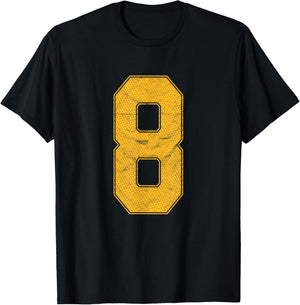 Number 8 Numbered Uniform Sports Team Jersey 8th Birthday T-Shirt - T-Shirt | Black