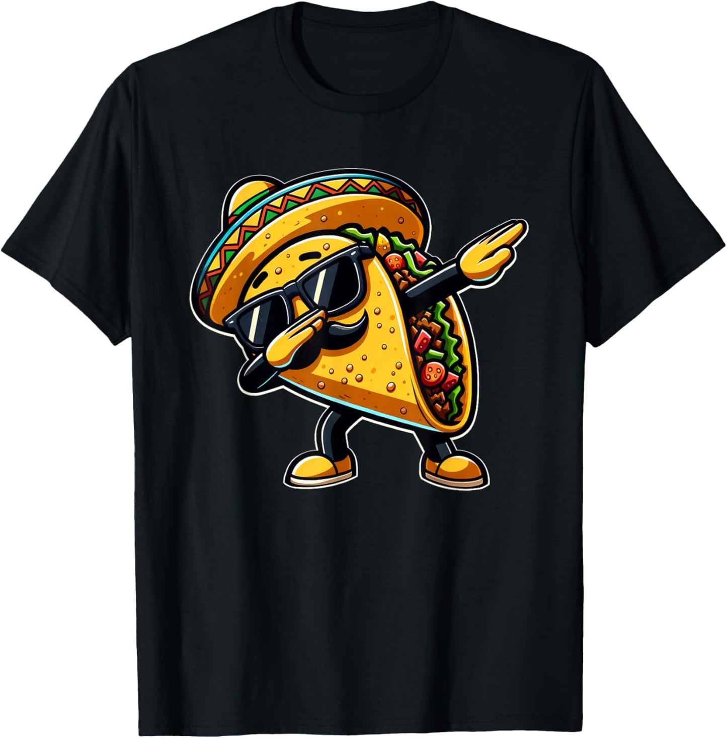 Dabbing Taco Cinco de Mayo Funny Mexican Fathers Day T-Shirt - T-Shirt | Black