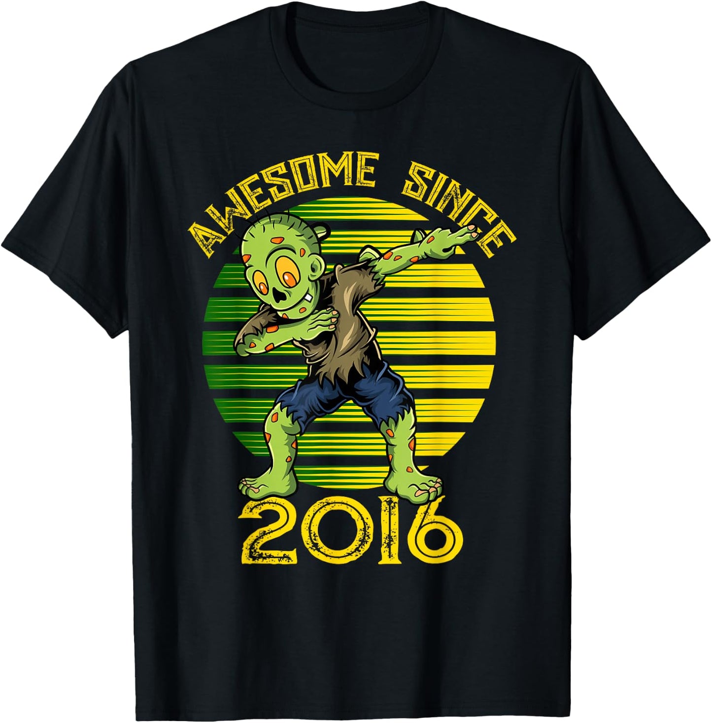 Halloween 9th Birthday Boy Dabbing Zombie Awesome Since 2016 T-Shirt - T-Shirt | Black