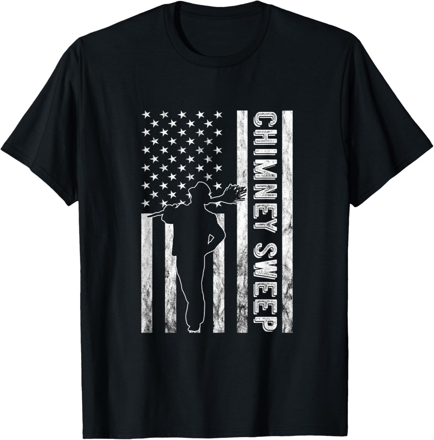 Vintage Chimney Sweep Chimney Sweeper American USA Flag T-Shirt - T-Shirt | Black
