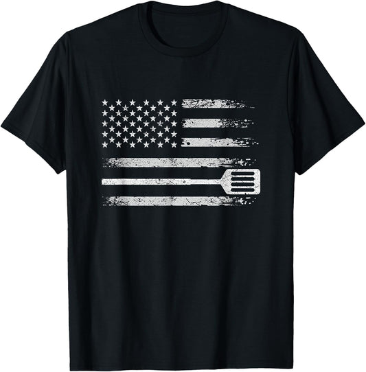 School Cafeteria Amrican Flag - Lunch Lady T-Shirt - T-Shirt | Black