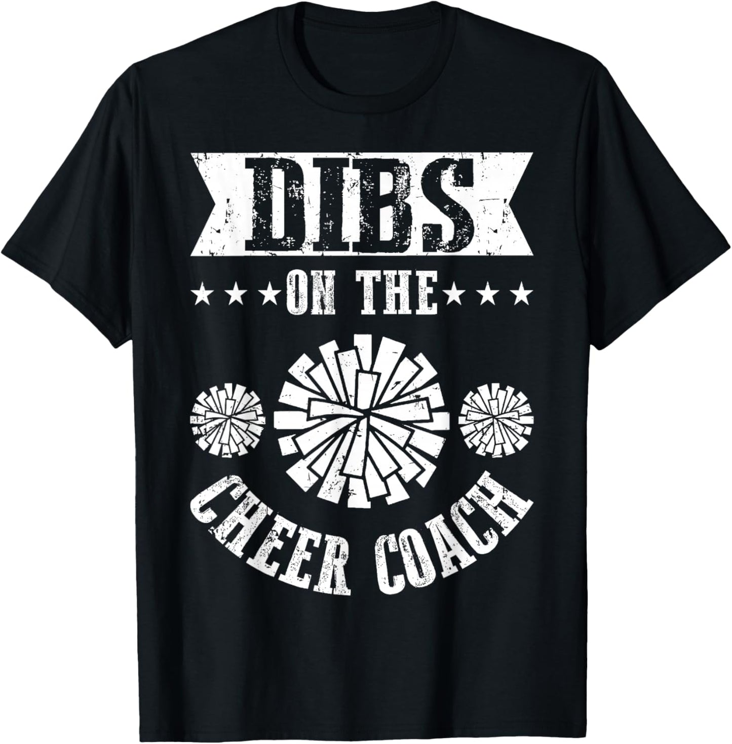 Funny Football Shirt - Dibs On The Cheer Coach Pom Poms T-Shirt - T-Shirt | Black