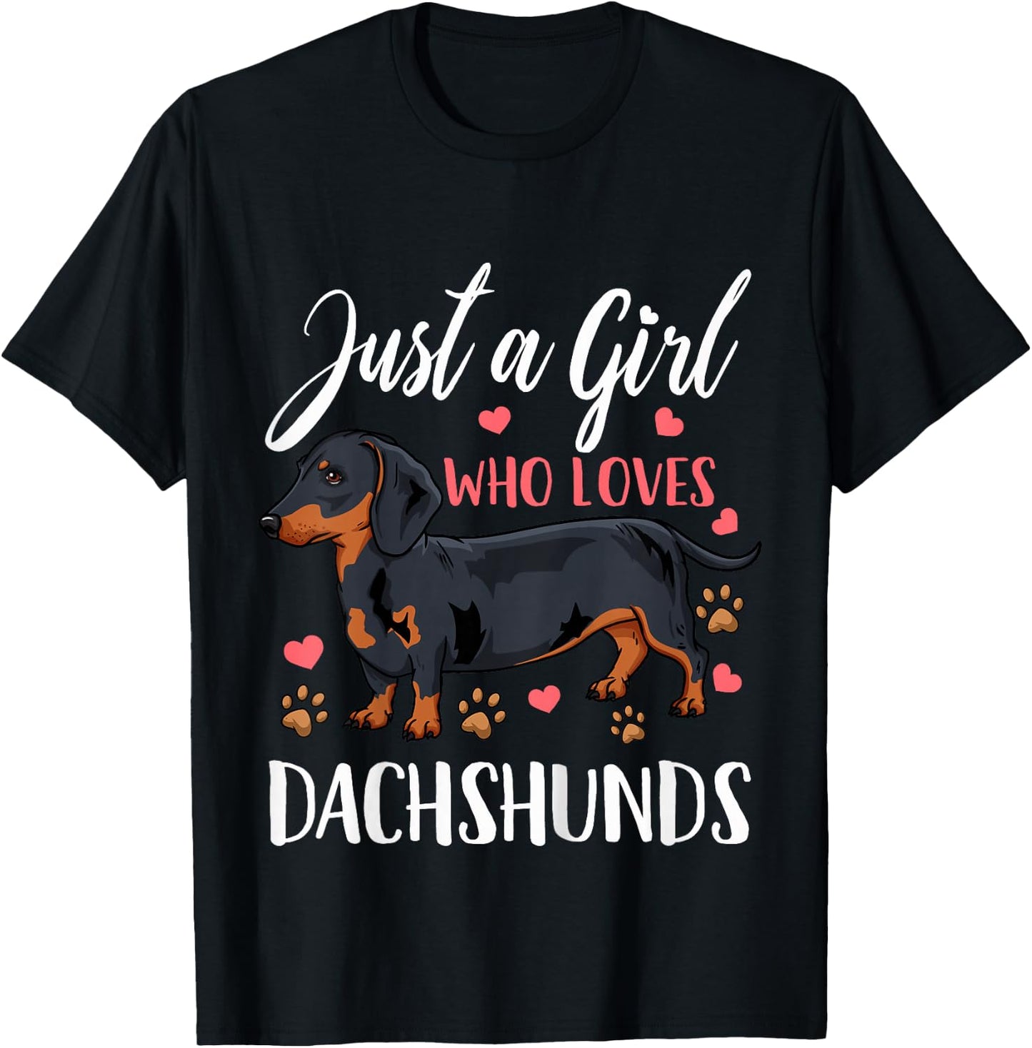 Kids Dachshund Just A Girl Who Loves Dachshunds Gift T-Shirt - T-Shirt | Black