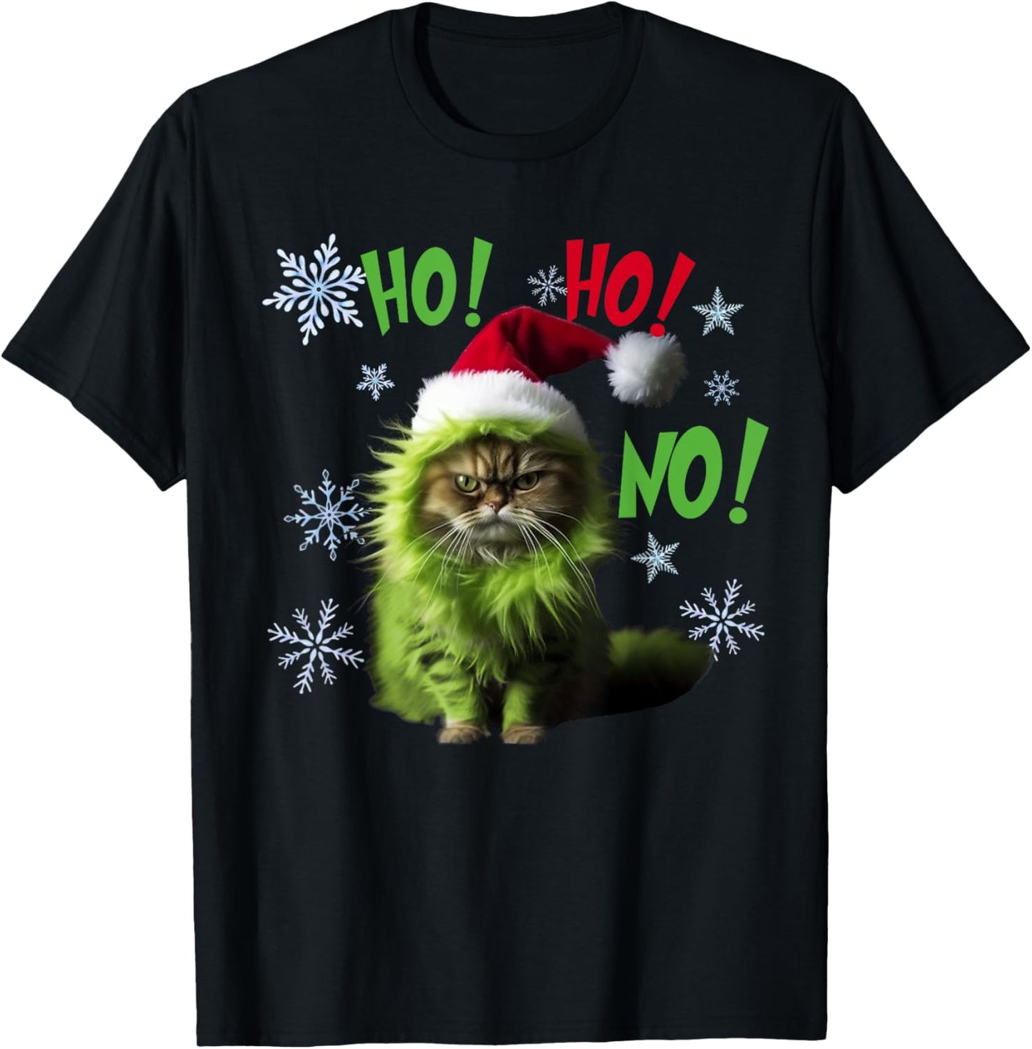 Ho Ho No - Funny Bad Cat Christmas T-Shirt - T-Shirt | Black