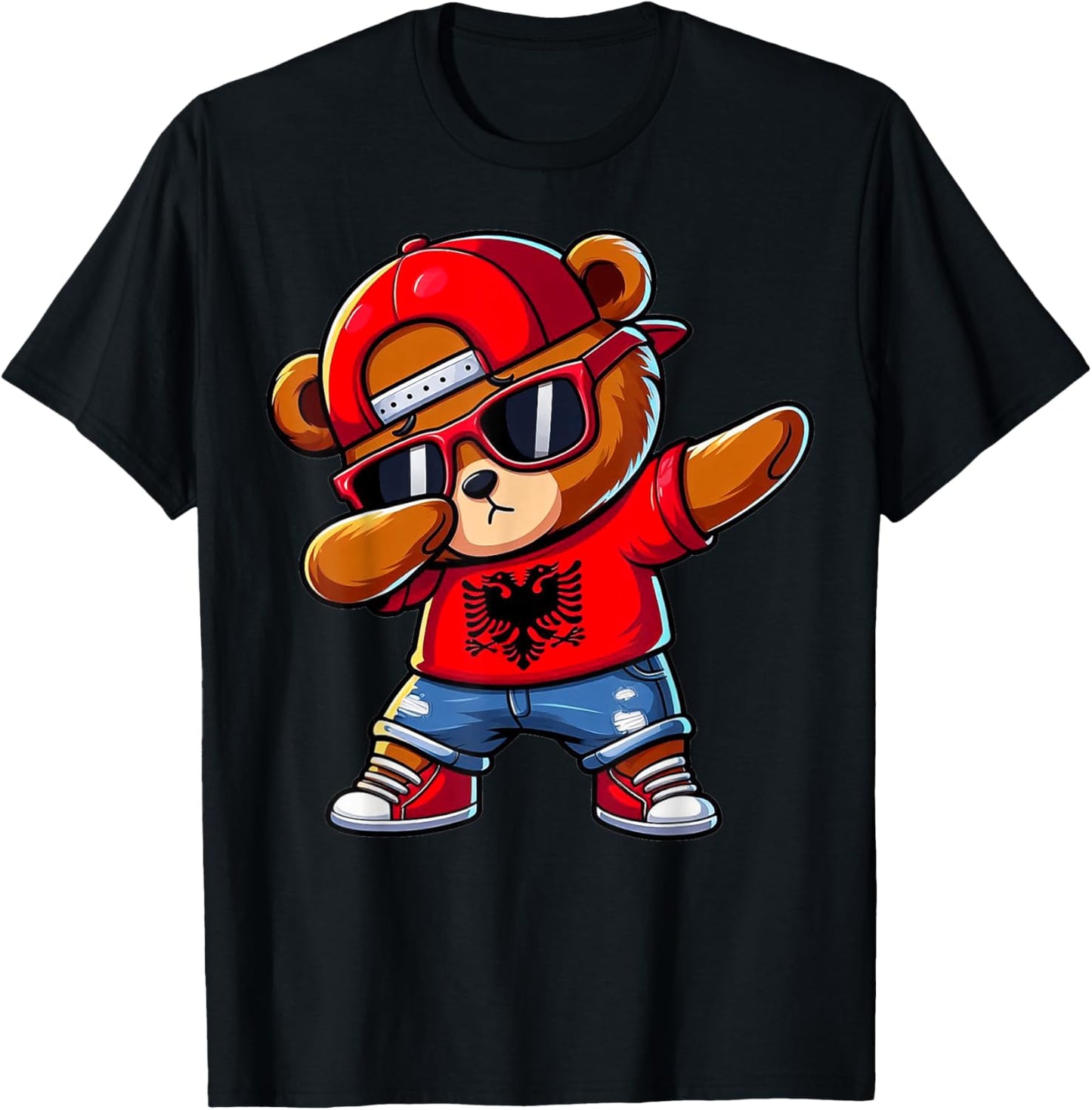 Albanian Bear Albania Dabbing Dab Boys Kids 2024 T-Shirt - T-Shirt | Black
