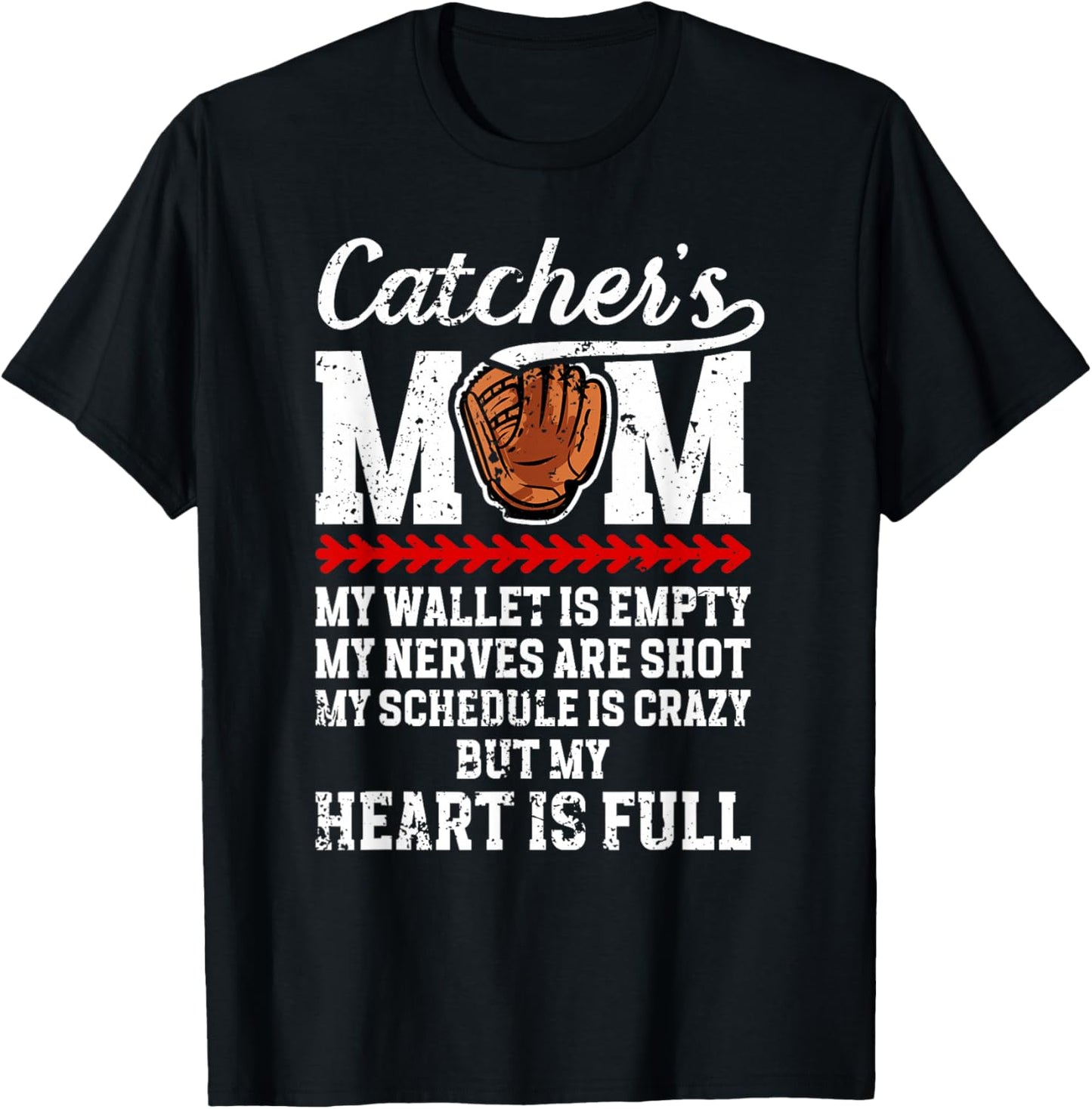 Catcher's Mom Baseball Catcher Mom Baseball Catcher Mother T-Shirt - T-Shirt | Black