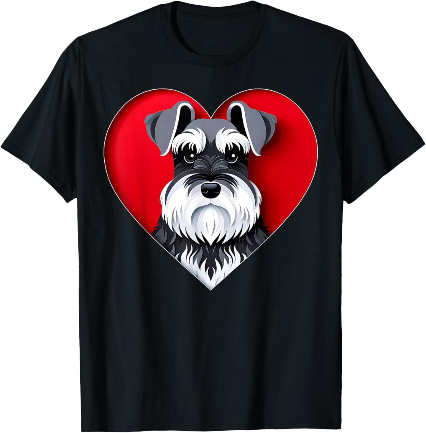 Miniature Schnauzer Heart Cute Mini Puppy Dog Lover T-Shirt - T-Shirt | Black