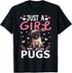 Pug Girls Women Just A Girl Who Loves Pugs T-Shirt - T-Shirt | Black