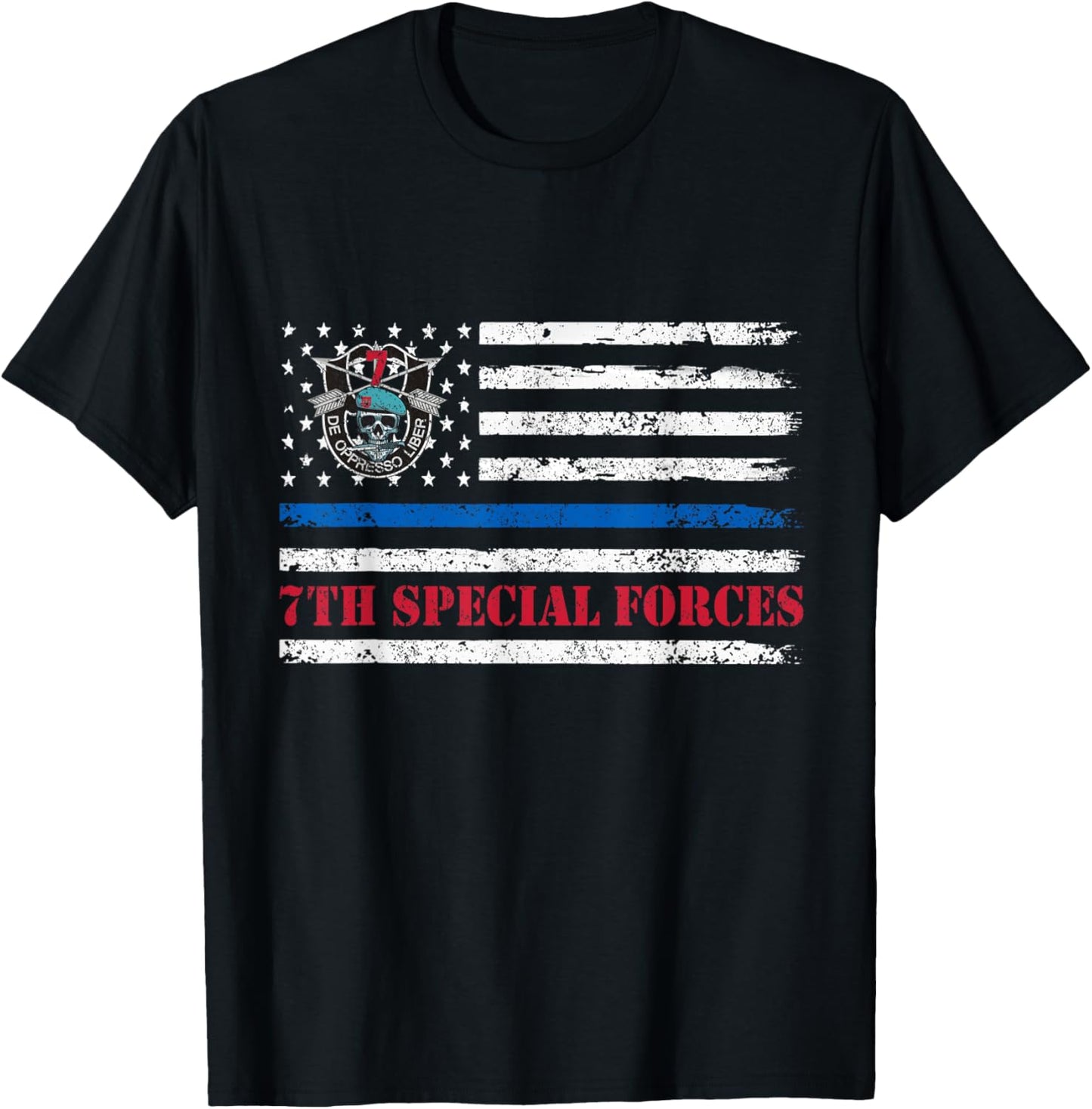 7th Special Forces Group Flag Veteran 7th SFG Patriotic T-Shirt - T-Shirt | Black