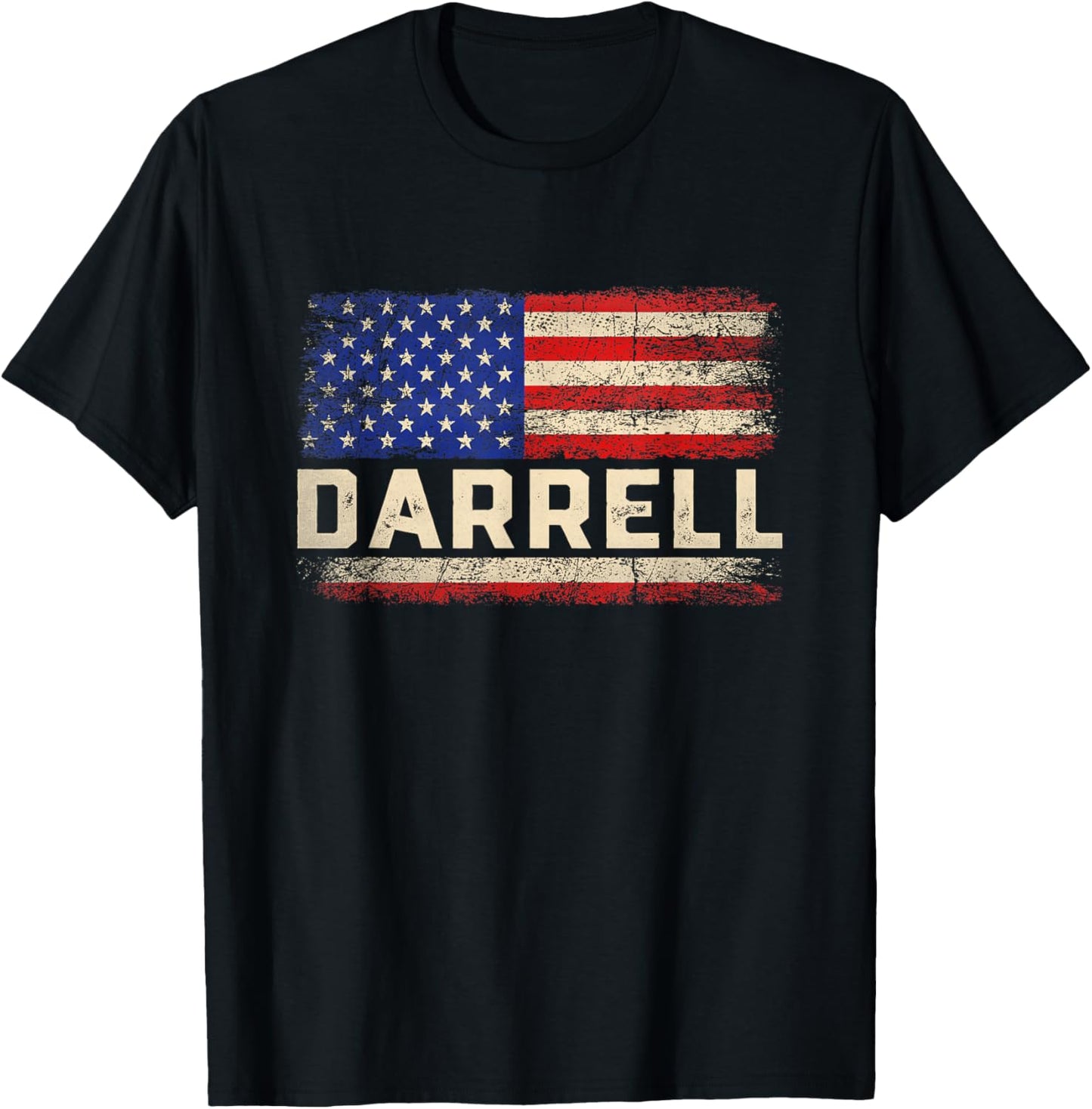 Darrell First Name Shirt Darrell Name American Flag T-Shirt - T-Shirt | Black