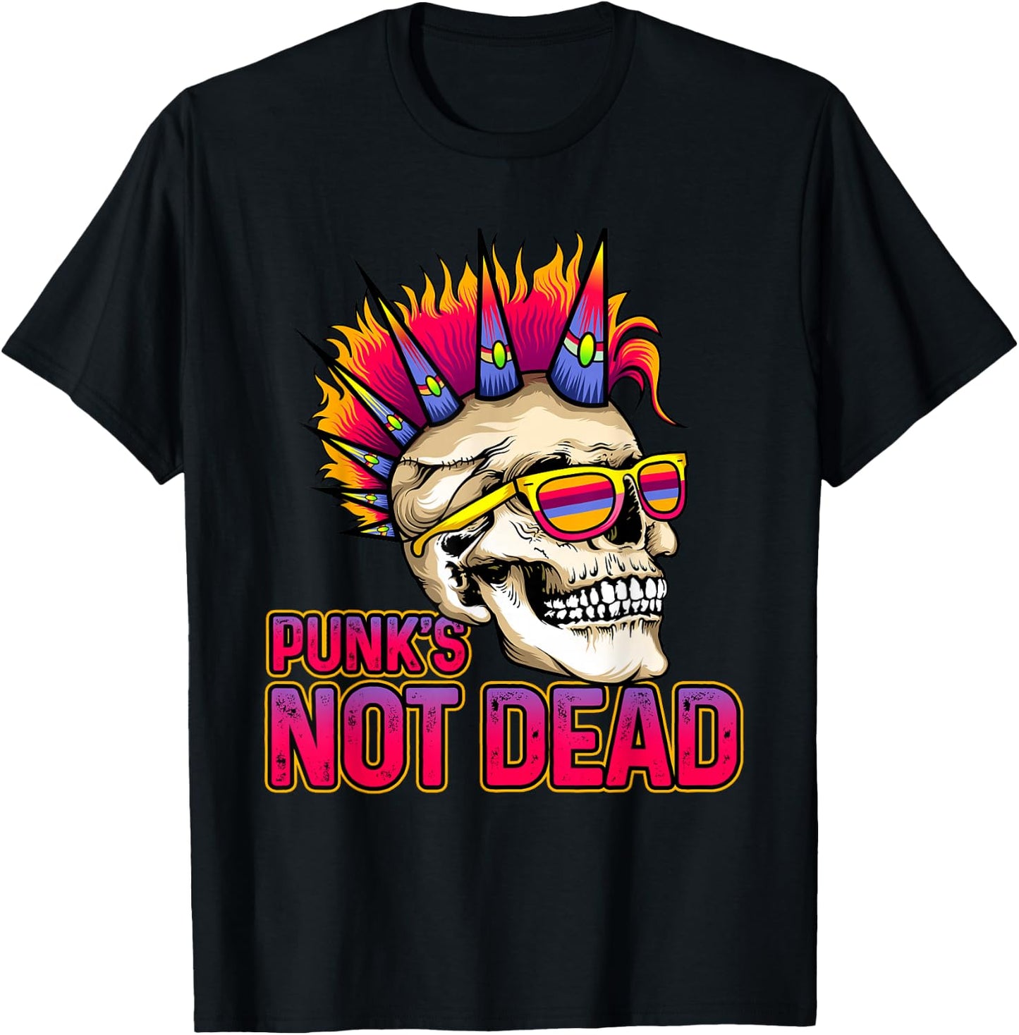 Punk's Not Dead Punk Rock 80's 90's Retro Rocker T-Shirt - T-Shirt | Black