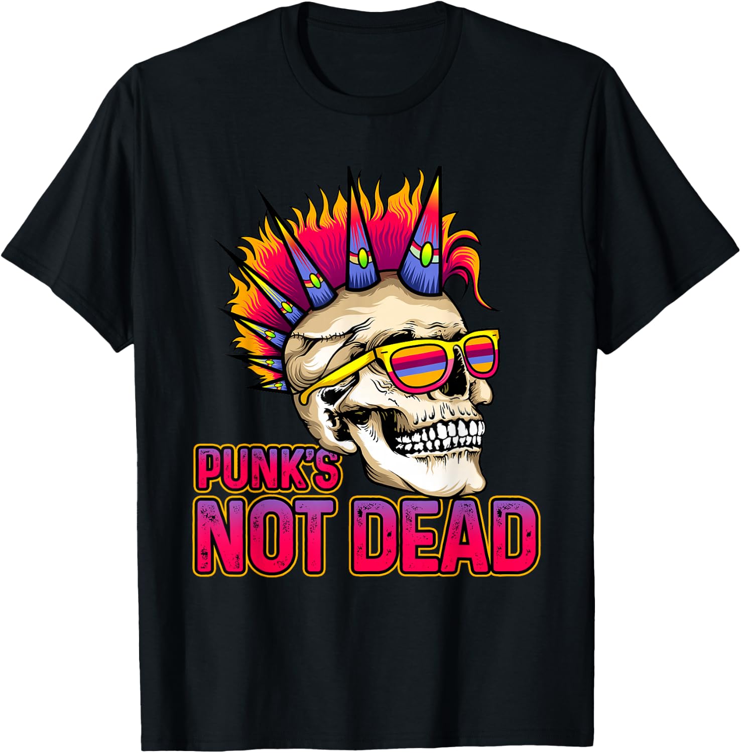Punk's Not Dead Punk Rock 80's 90's Retro Rocker T-Shirt - T-Shirt | Black