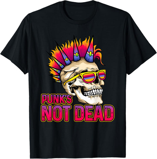 Punk's Not Dead Punk Rock 80's 90's Retro Rocker T-Shirt - T-Shirt | Black