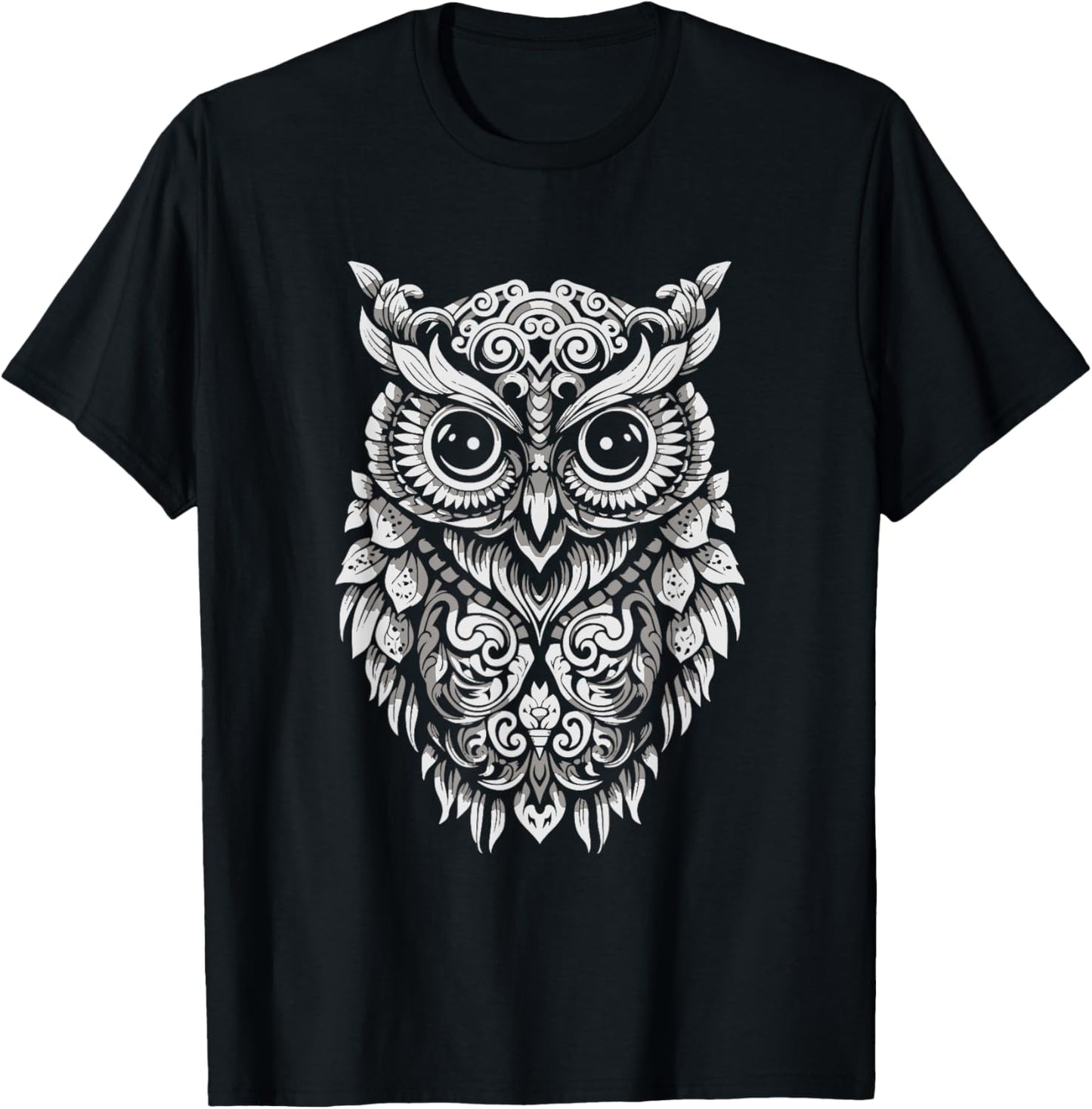 Owl Mandala Graphic Women Men girls Boys T-Shirt - T-Shirt | Black