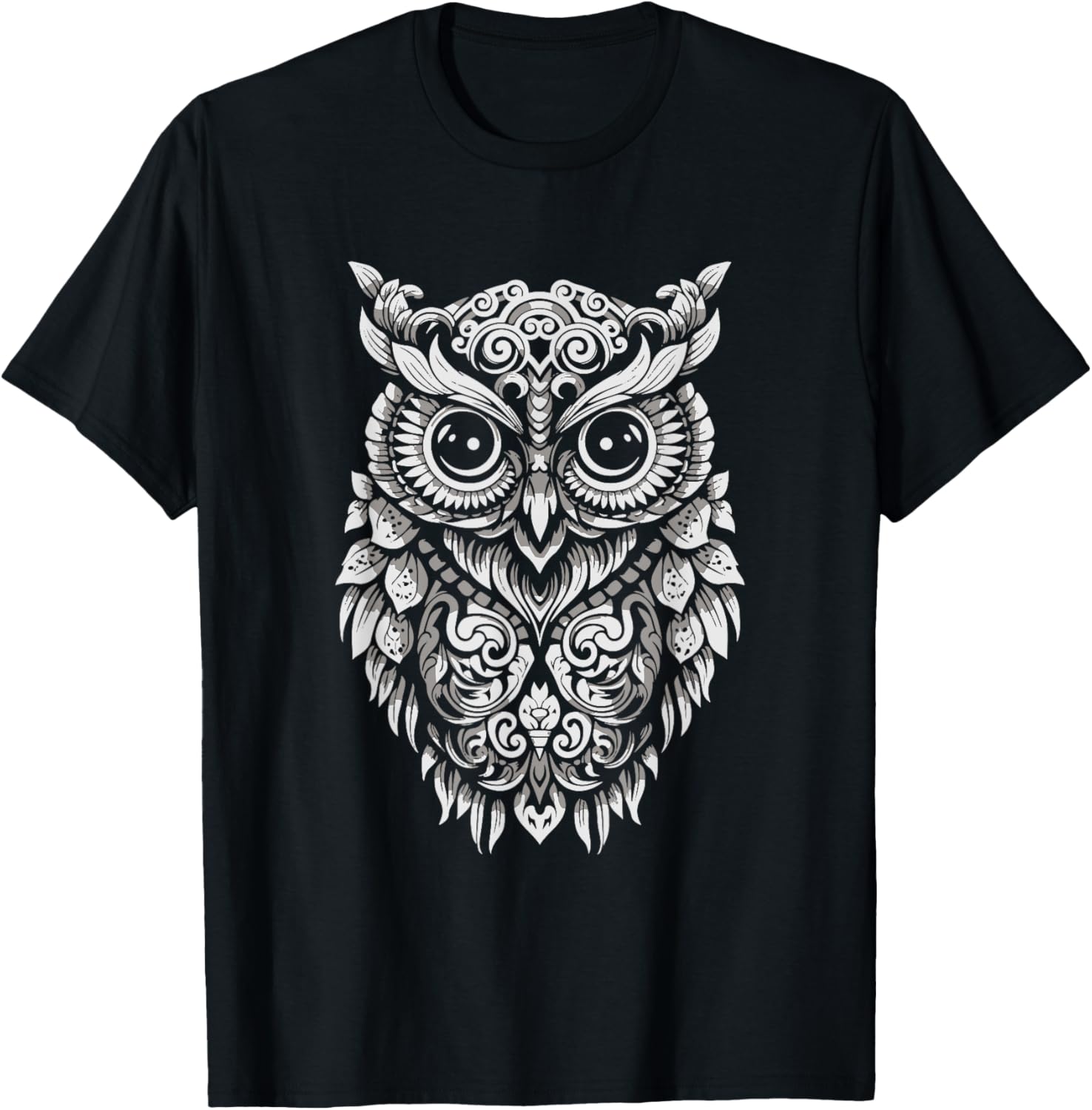 Owl Mandala Graphic Women Men girls Boys T-Shirt - T-Shirt | Black