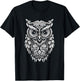 Owl Mandala Graphic Women Men girls Boys T-Shirt - T-Shirt | Black