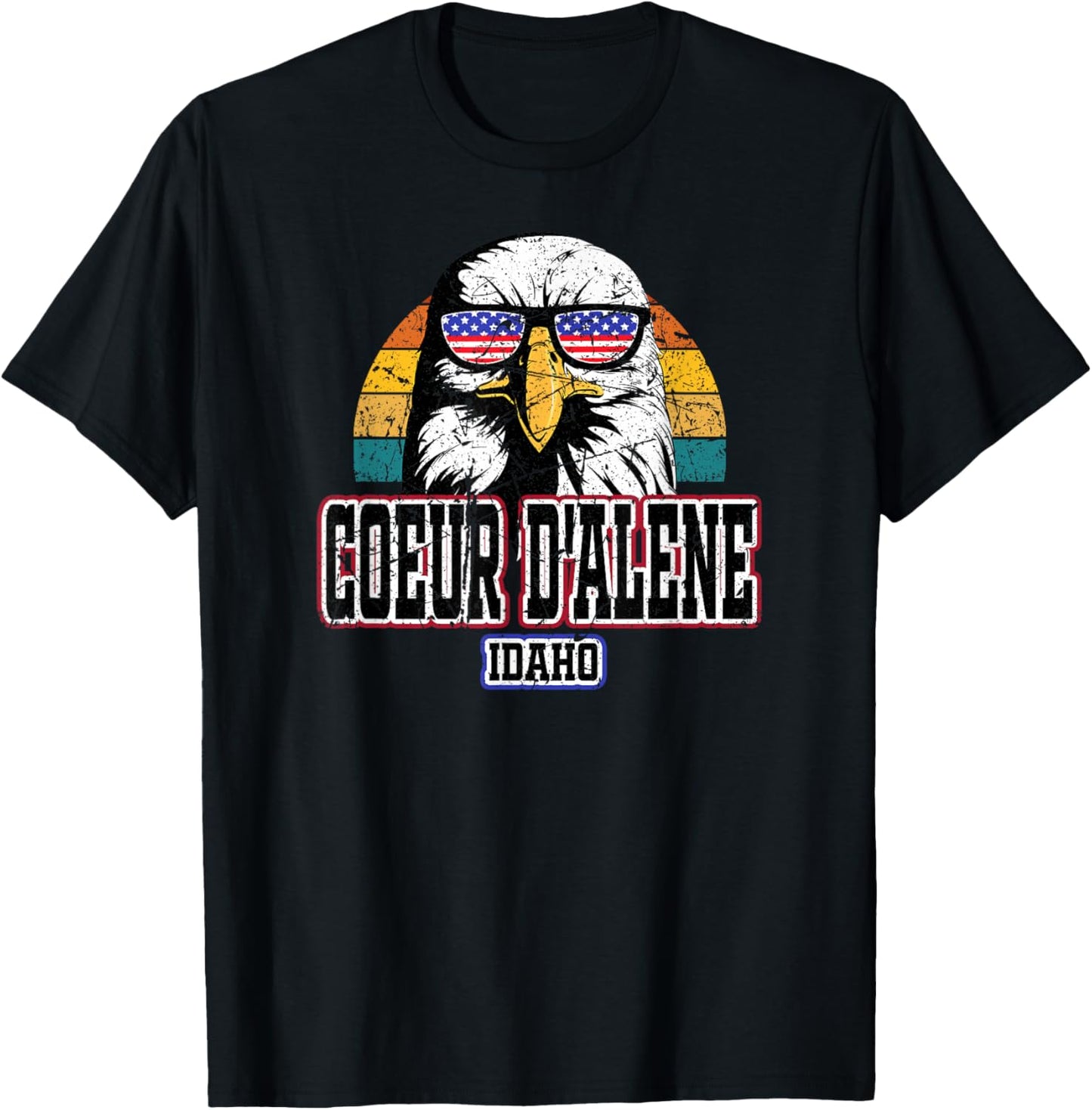 Coer d'Alene Idaho USA Flag Men Women Kids Kootenai County T-Shirt - T-Shirt | Black