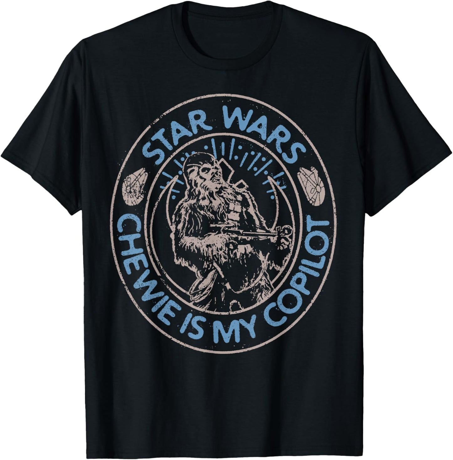 Star Wars The Rise Of Skywalker Chewie Is My Copilot Outline T-Shirt - T-Shirt | Black