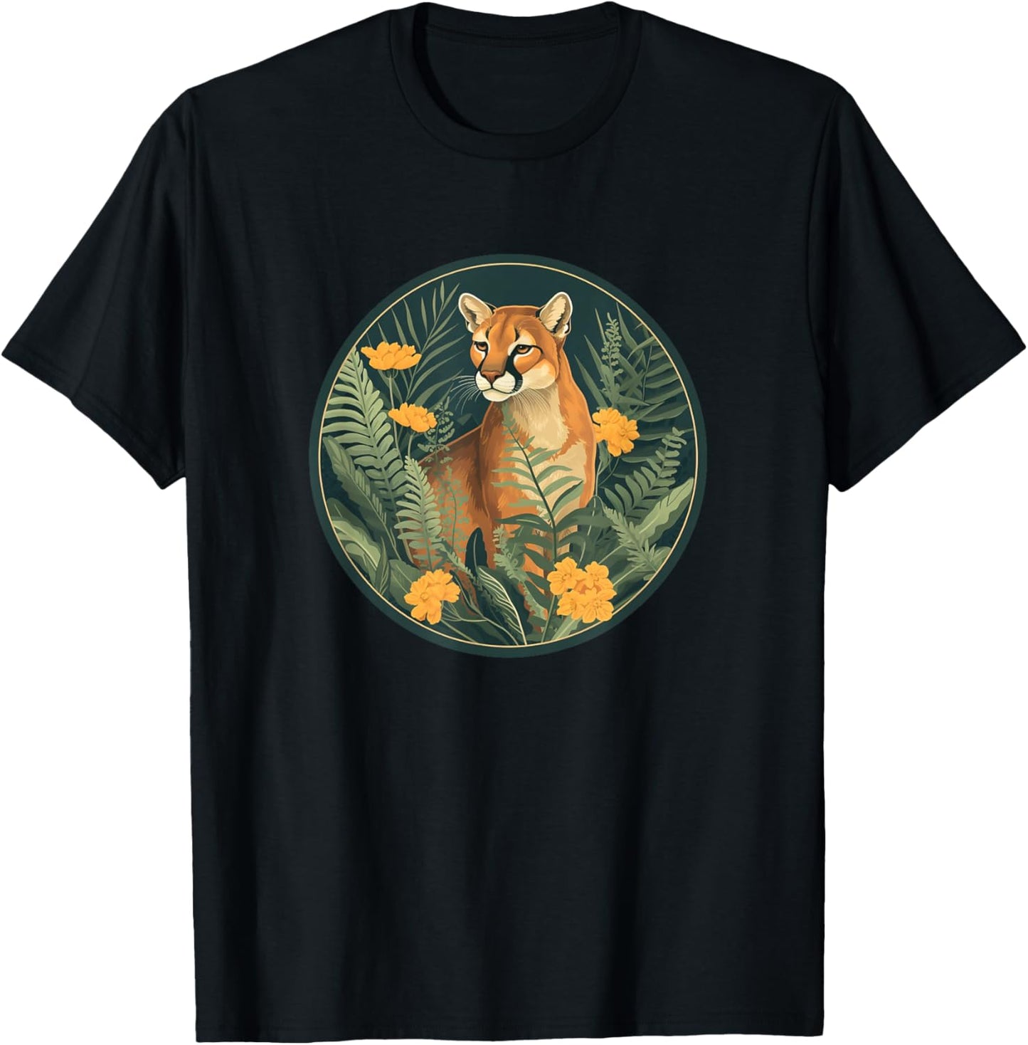 Exotic Nature Cougar Mountain Lion Wildlife Lover T-Shirt - T-Shirt | Black