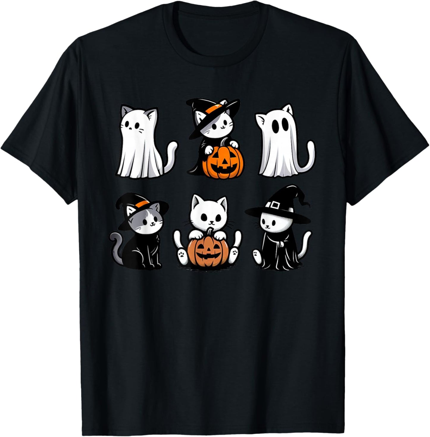 Funny Ghost Cat Funny Halloween Spooky Funny Boo Cat Lover T-Shirt - T-Shirt | Black
