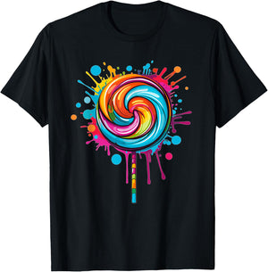Vibrant Lollipop Swirl Colour Explosion T-Shirt - T-Shirt | Black